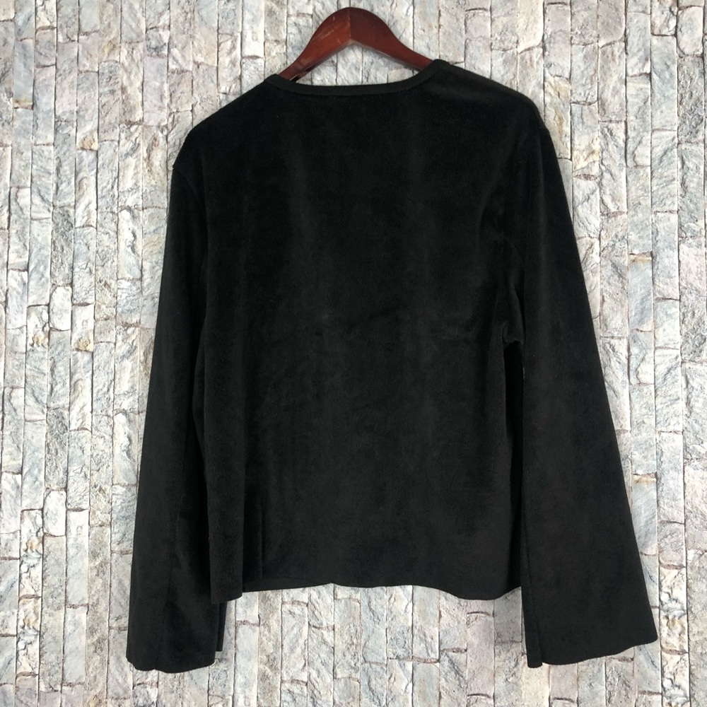 Zara Black Velour Long  Sleeve Top - Picture 2 of 4